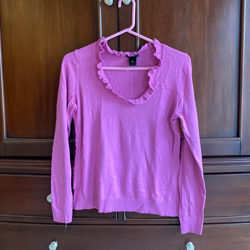 Ann Taylor Magenta Ruffled Sweater